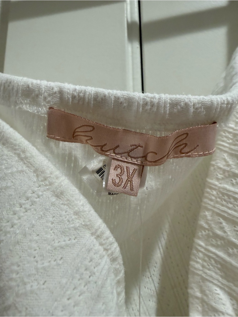 Hutch White Crop Top with Sheer Gold Dot Puff Sleeves - Picture 3 of 6